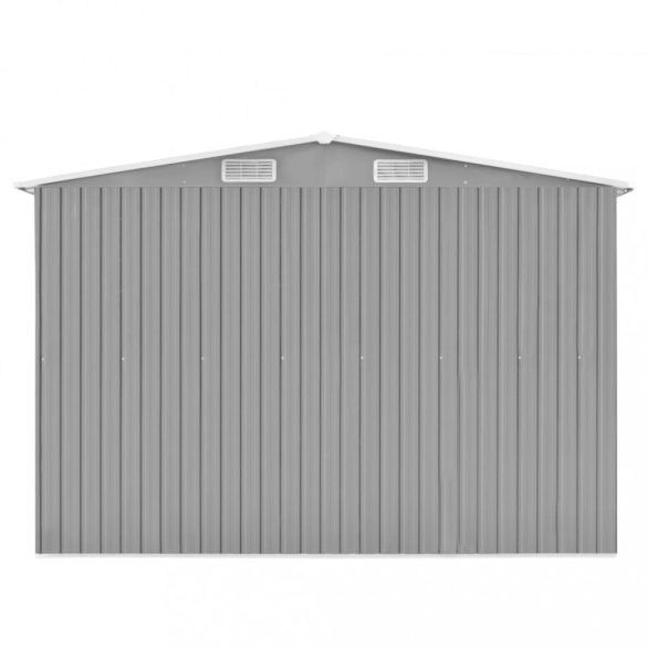 szürke fém kerti fészer 257 x 392 x 181 cm