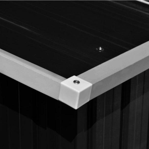 antracitszürke fém kerti fészer 257 x 392 x 181 cm