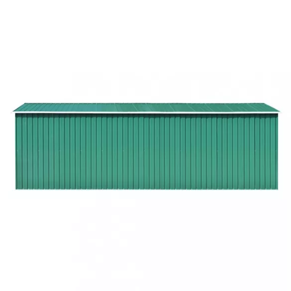 zöld fém kerti fészer 257 x 580 x 181 cm