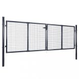 szürke horganyzott acél hálós kerti kapu 300 x 75 cm