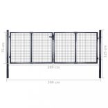 szürke horganyzott acél hálós kerti kapu 300 x 75 cm