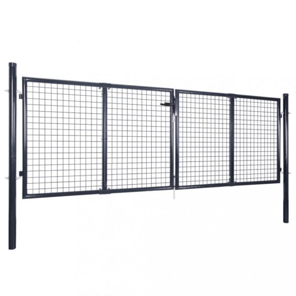 szürke horganyzott acél hálós kerti kapu 300 x 100 cm