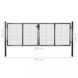 szürke horganyzott acél hálós kerti kapu 300 x 100 cm