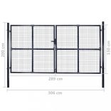 szürke horganyzott acél hálós kerti kapu 300 x 150 cm