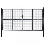 szürke horganyzott acél hálós kerti kapu 300 x 200 cm