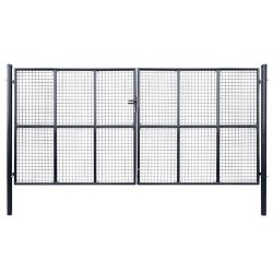 szürke horganyzott acél hálós kerti kapu 400 x 175 cm