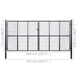 szürke horganyzott acél hálós kerti kapu 400 x 175 cm