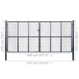 szürke horganyzott acél hálós kerti kapu 400 x 200 cm