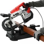 acél szalagfűrész alapzattal és hordozható táskával