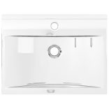 ezüstszínű kerámia mosdókagyló túlfolyóval 60 x 46 x 16 cm