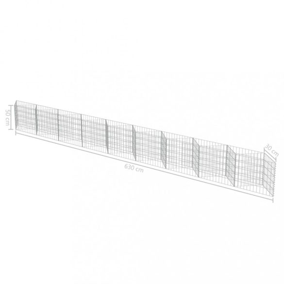 horganyzott acél gabion fal 630 x 30 x 50 cm