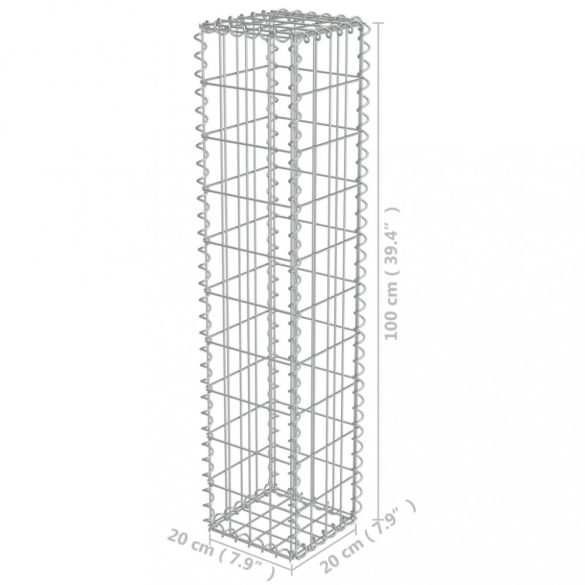 horganyzott acél gabion fal fedéllel 20 x 20 x 100 cm