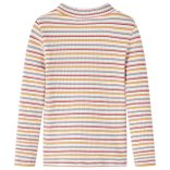 Ekrü színű hosszú ujjú gyerekpóló félgarbós nyakkal 128