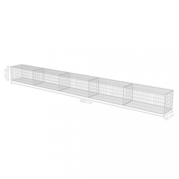 horganyzott acél gabion fal fedéllel 600 x 50 x 50 cm