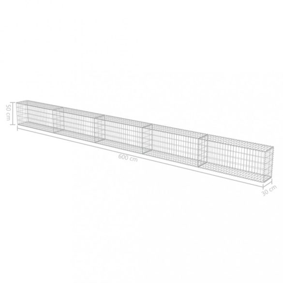 horganyzott acél gabion fal fedéllel 600 x 30 x 50 cm