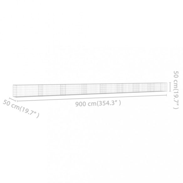 horganyzott acél gabion fal fedéllel 900 x 50 x 50 cm