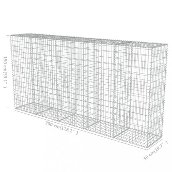 horganyzott acél gabion fal fedéllel 300 x 50 x 150 cm