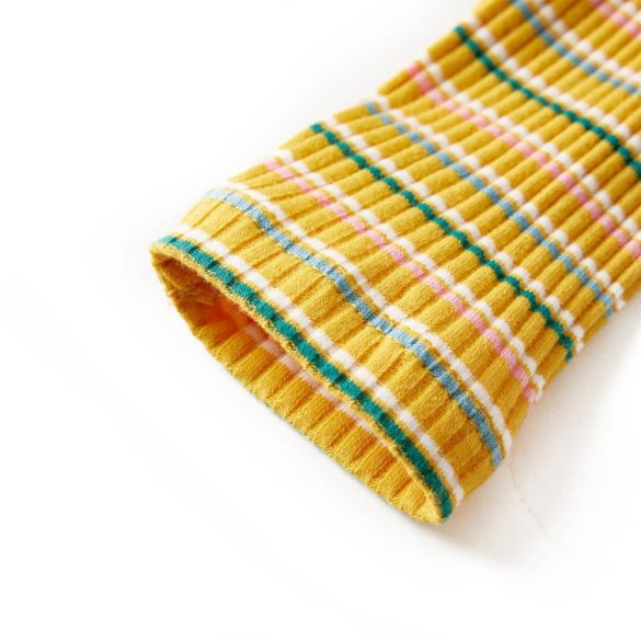 Okkersárga hosszú ujjú gyerekpóló félgarbós nyakkal 104