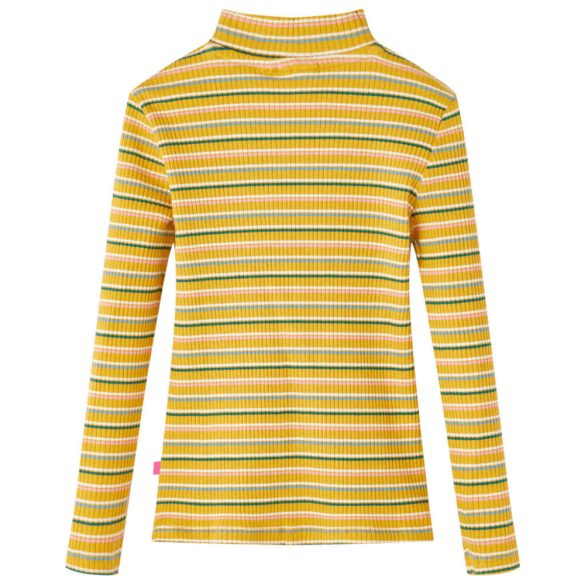 Okkersárga hosszú ujjú gyerekpóló félgarbós nyakkal 116