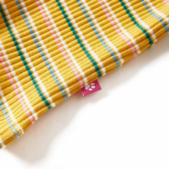 Okkersárga hosszú ujjú gyerekpóló félgarbós nyakkal 128