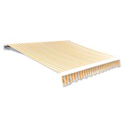 narancssárga-fehér vászon napellenző tető 3,5 x 2,5 m