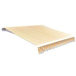 narancssárga-fehér vászon napellenző tető 5 x 3 m