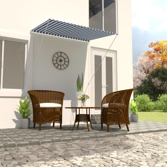 feltekerhető kék és fehér napellenző 150 x 150 cm