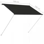 feltekerhető antracitszürke napellenző 150 x 150 cm