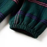 Sötétzöld hosszú ujjú gyerekruha fodrokkal 128