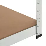 5 szintes ezüstszínű acél és szerelt fa sarokpolc