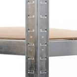 5 szintes ezüstszínű acél és szerelt fa sarokpolc