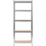 3 db 5 szintes ezüstszínű acél és szerelt fa polc