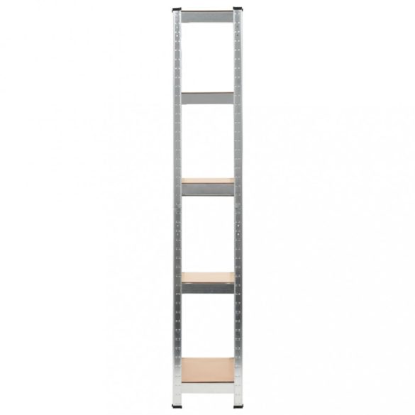 3 db 5 szintes ezüstszínű acél és szerelt fa polc