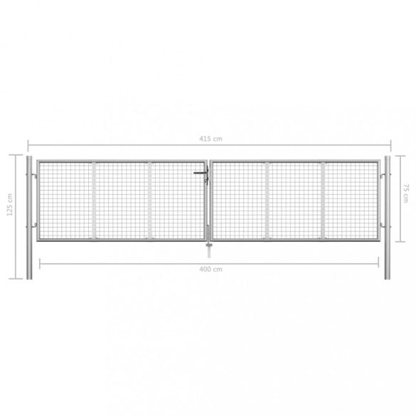 ezüst színű horganyzott acél kerti kapu 400 x 75 cm