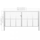 ezüst színű horganyzott acél kerti kapu 400 x 175 cm