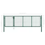 zöld acél kerti kapu 350 x 100 cm