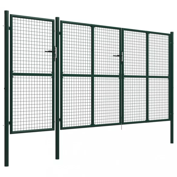 zöld acél kerti kapu 400 x 150 cm