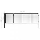 antracit színű acél kerti kapu 350 x 75 cm