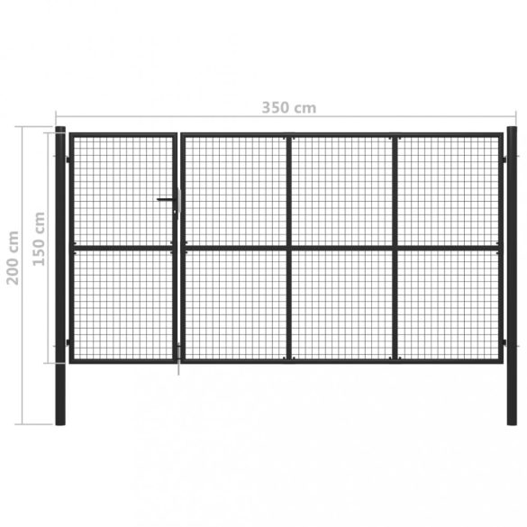 antracit színű acél kerti kapu 350 x 150 cm