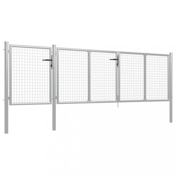 ezüst színű acél kerti kapu 400 x 75 cm