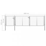ezüst színű acél kerti kapu 400 x 75 cm