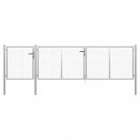 ezüst színű acél kerti kapu 400 x 100 cm