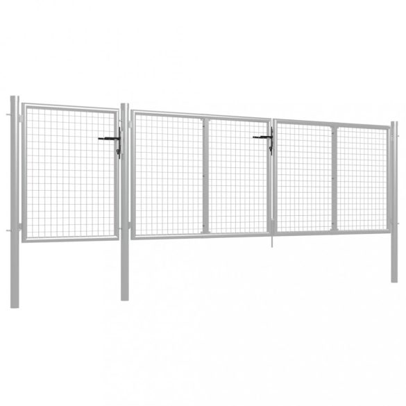 ezüst színű acél kerti kapu 400 x 100 cm