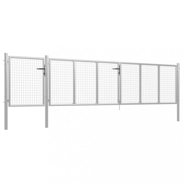 ezüst színű acél kerti kapu 500 x 100 cm