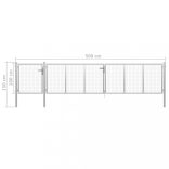ezüst színű acél kerti kapu 500 x 100 cm