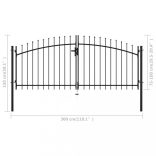 kétszárnyú kerítéskapu Woerden lándzsás tetejű 299,5x149,5 cm