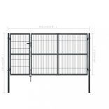 antracitszürke acél kertkapu póznákkal 350 x 140 cm