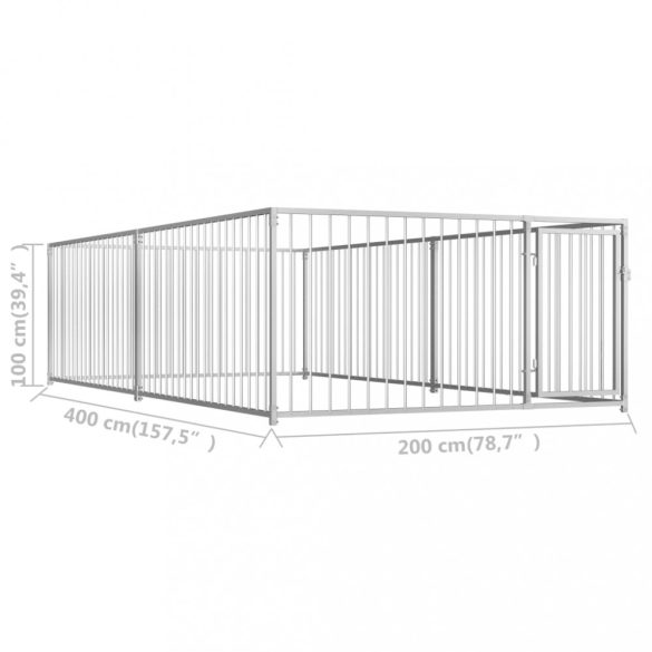 kültéri kutyakennel 200 x 400 x 100 cm