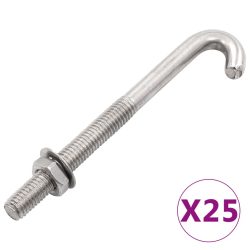   25 szett hornyos J-csavar anyával és alátéttel M8 x 120 mm