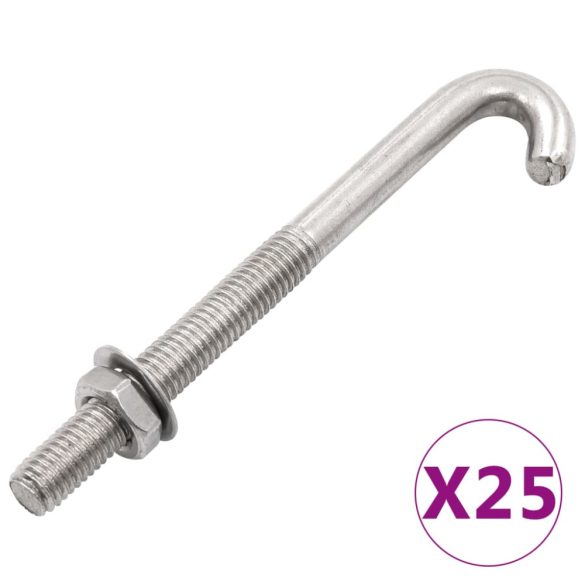 25 szett hornyos J-csavar anyával és alátéttel M8 x 120 mm